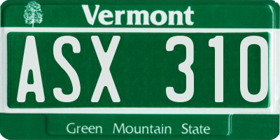 VT license plate ASX310