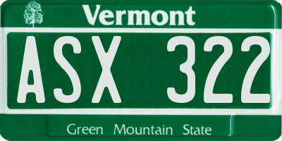 VT license plate ASX322