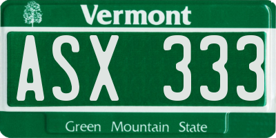 VT license plate ASX333
