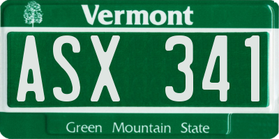 VT license plate ASX341