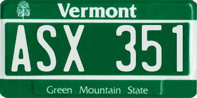 VT license plate ASX351