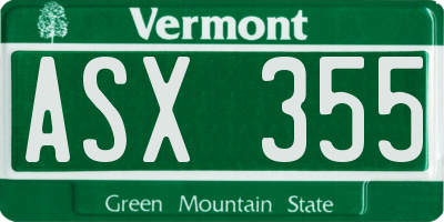 VT license plate ASX355