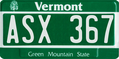 VT license plate ASX367