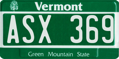 VT license plate ASX369