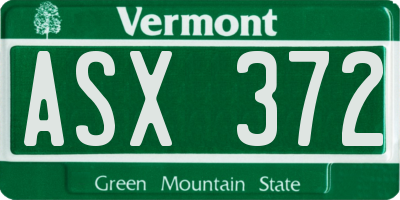 VT license plate ASX372
