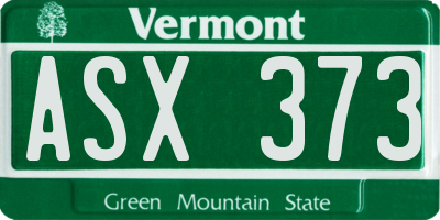 VT license plate ASX373
