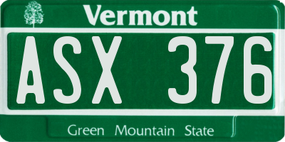 VT license plate ASX376