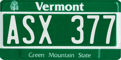 VT license plate ASX377