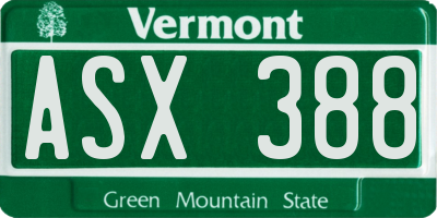 VT license plate ASX388
