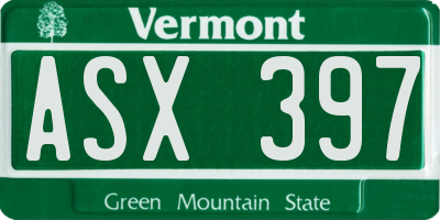 VT license plate ASX397