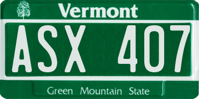 VT license plate ASX407