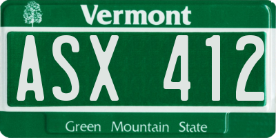 VT license plate ASX412