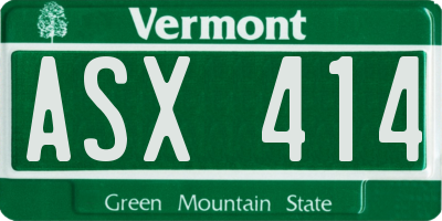 VT license plate ASX414