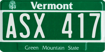 VT license plate ASX417