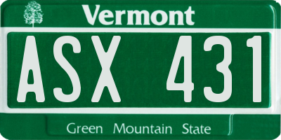 VT license plate ASX431