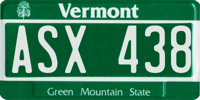 VT license plate ASX438