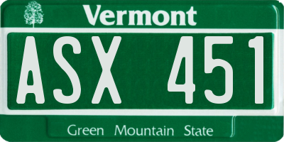 VT license plate ASX451