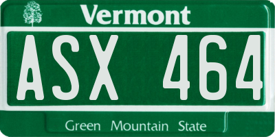 VT license plate ASX464