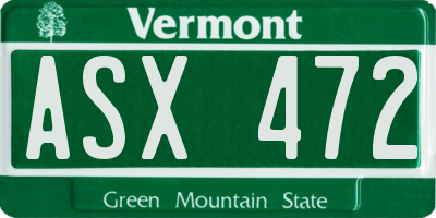 VT license plate ASX472