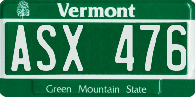 VT license plate ASX476