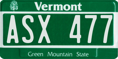 VT license plate ASX477