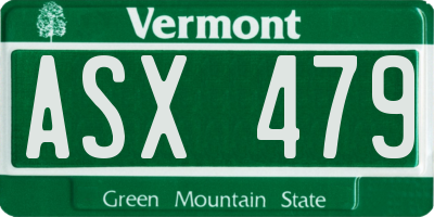 VT license plate ASX479