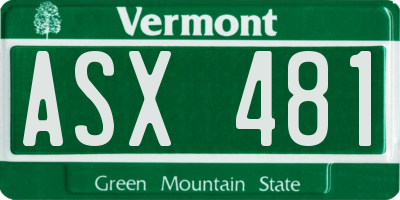 VT license plate ASX481