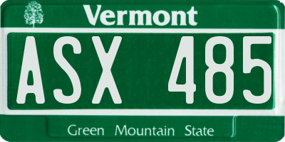 VT license plate ASX485