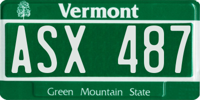 VT license plate ASX487