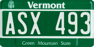 VT license plate ASX493