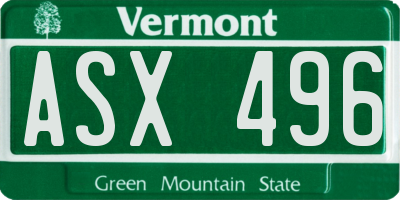 VT license plate ASX496