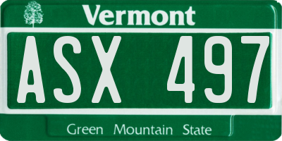 VT license plate ASX497