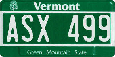 VT license plate ASX499