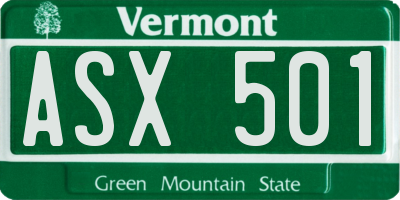 VT license plate ASX501