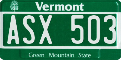 VT license plate ASX503