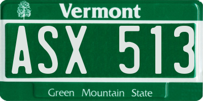 VT license plate ASX513