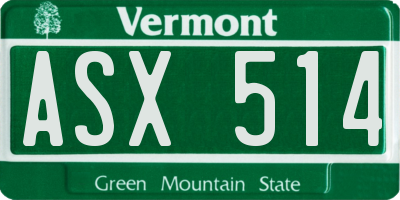 VT license plate ASX514