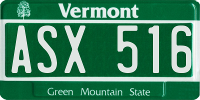VT license plate ASX516