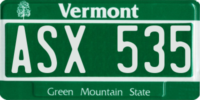 VT license plate ASX535