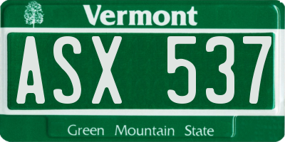 VT license plate ASX537
