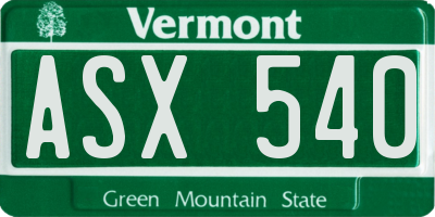 VT license plate ASX540