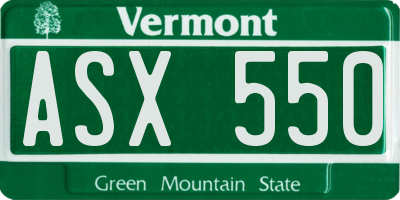 VT license plate ASX550