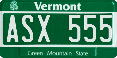 VT license plate ASX555