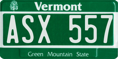 VT license plate ASX557