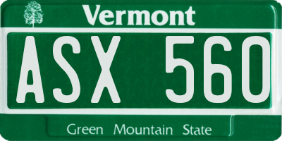 VT license plate ASX560