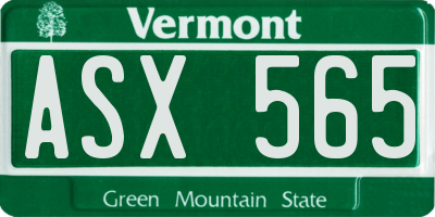 VT license plate ASX565