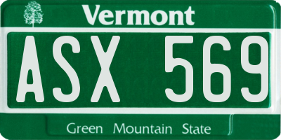 VT license plate ASX569