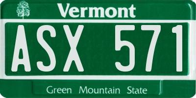 VT license plate ASX571