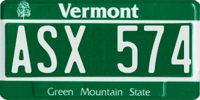 VT license plate ASX574