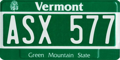 VT license plate ASX577